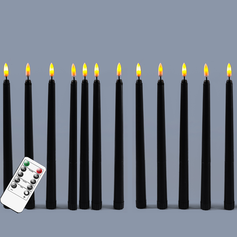 Candele coniche nere a portato di Halloween con telecomando 6 o 12 pezzi, candelieri elettronici senza fiamma per finestre da 28 cm/11 pollici: cammello