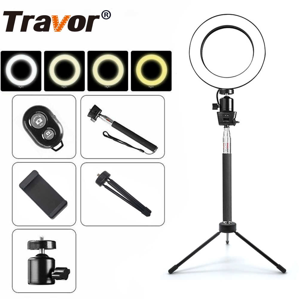Travor 8 pollici A LED Anello di Luce Dimmerabile 64 LED selfie fotografia luce della lampada anello di diamanti per il Make Up Selfie luce