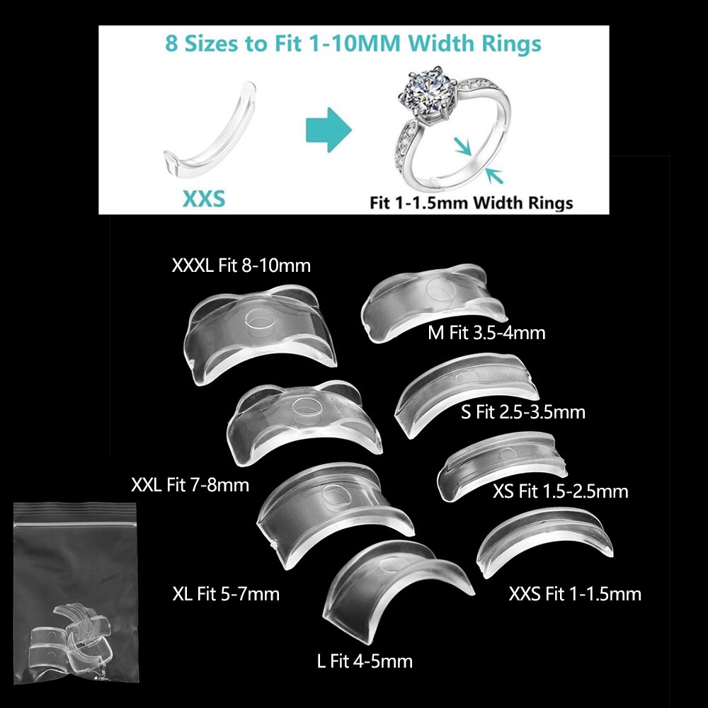 4 unids/lote herramientas de anillo transparente a base de espiral anillo de resorte ajustador de tamaño protector tensor reductor herramienta de redimensionado para joyería: Azul