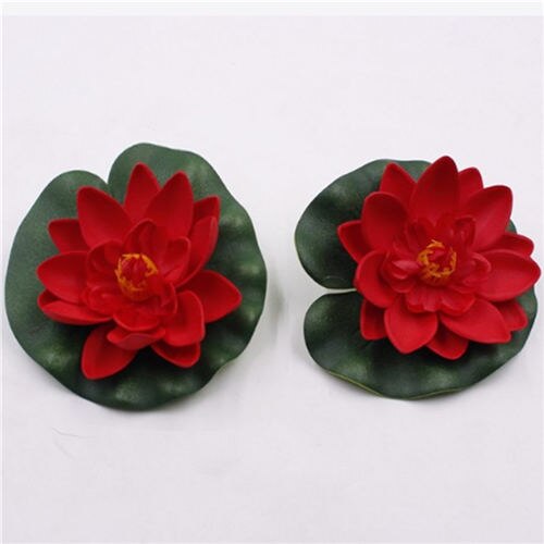 Lirio de agua de loto Artificial para decoración, tanque flotante de flores para estanque, planta, adorno de hojas para el hogar, jardín, boda, piscina, 10cm, 1 ud.: red