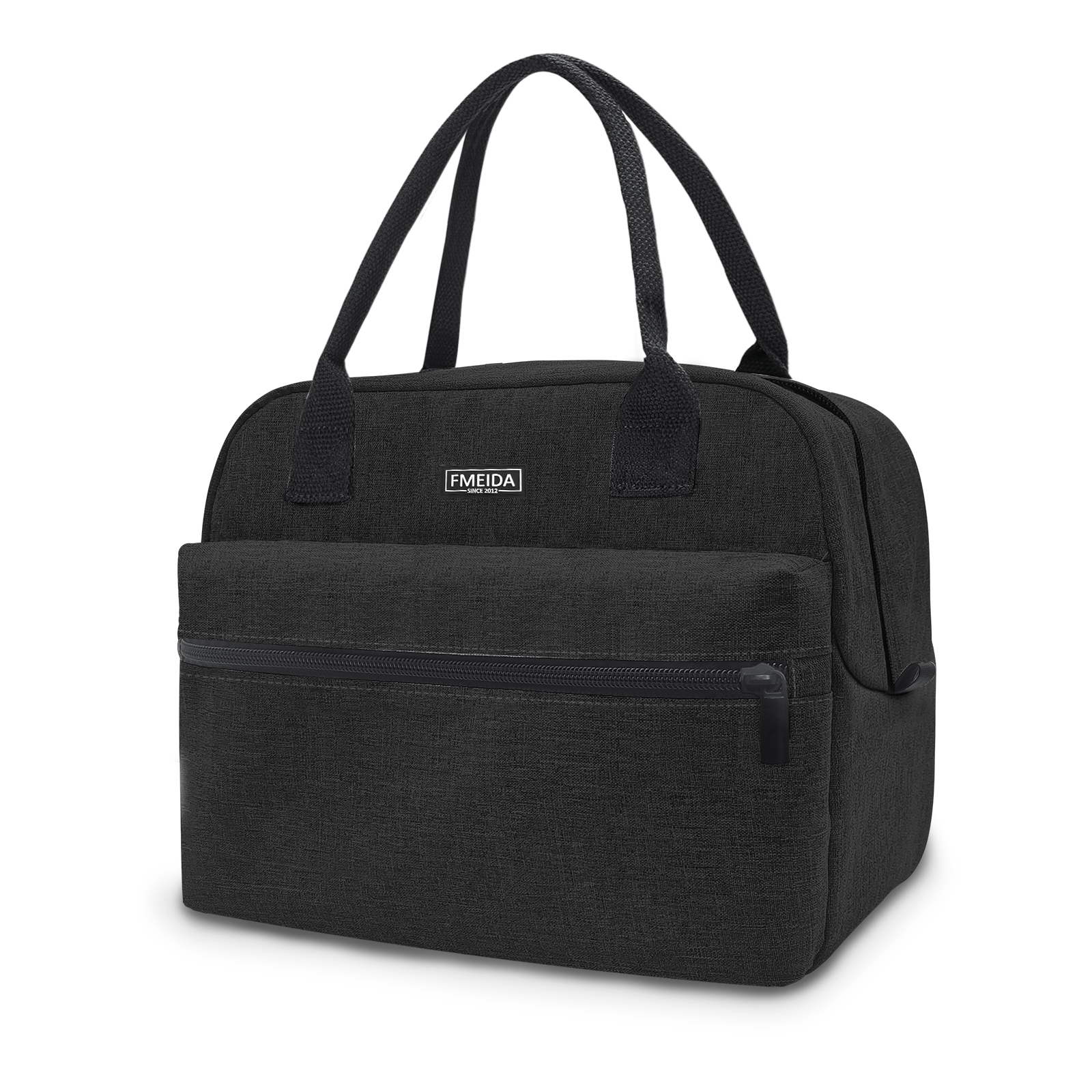 Aosbos Effen Canvas Draagbare Koeler Lunch Tas Thermische Geïsoleerde Multifunctionele Zakken Voedsel Food Picknick Lunchbox Tas Mannen Vrouwen Kids: Black