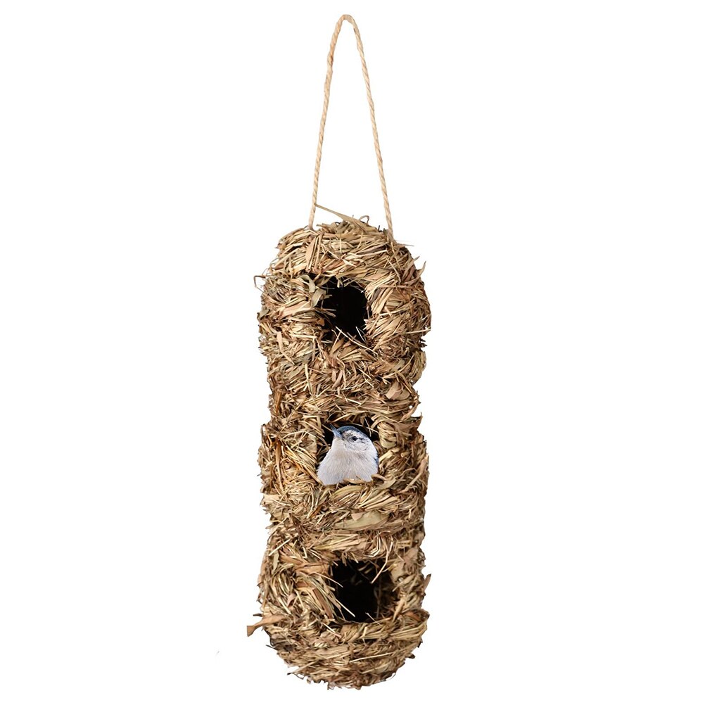 Natural Bird Hut For Outside Hand-Woven Roosting Nest Bird Hut For Yard Decoration Hummingbird House Bird Nest: Default Title