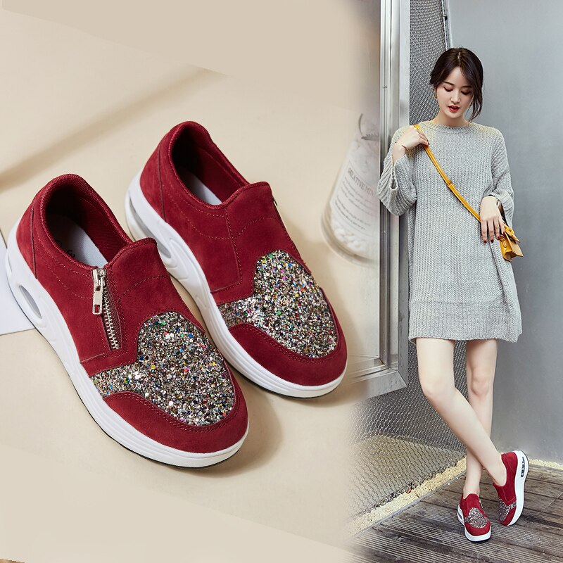 Lynlås wedges sko til kvinder sneakers zapatillas fitness udendørs sportssko luftpude shake teni feminino sko toning