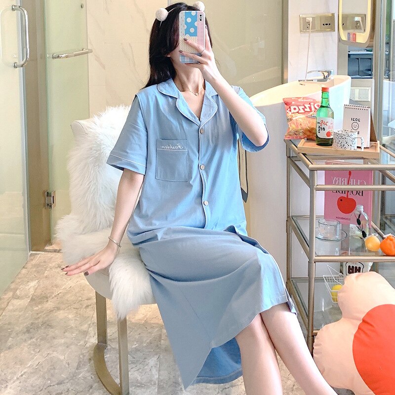 Cotton Cardigan Nursing Sleepwear Short Sleeve Striped Maternity Dresses Breastfeeding Pajamas Womens Loungewear Maternity Gowns: A / 3XL