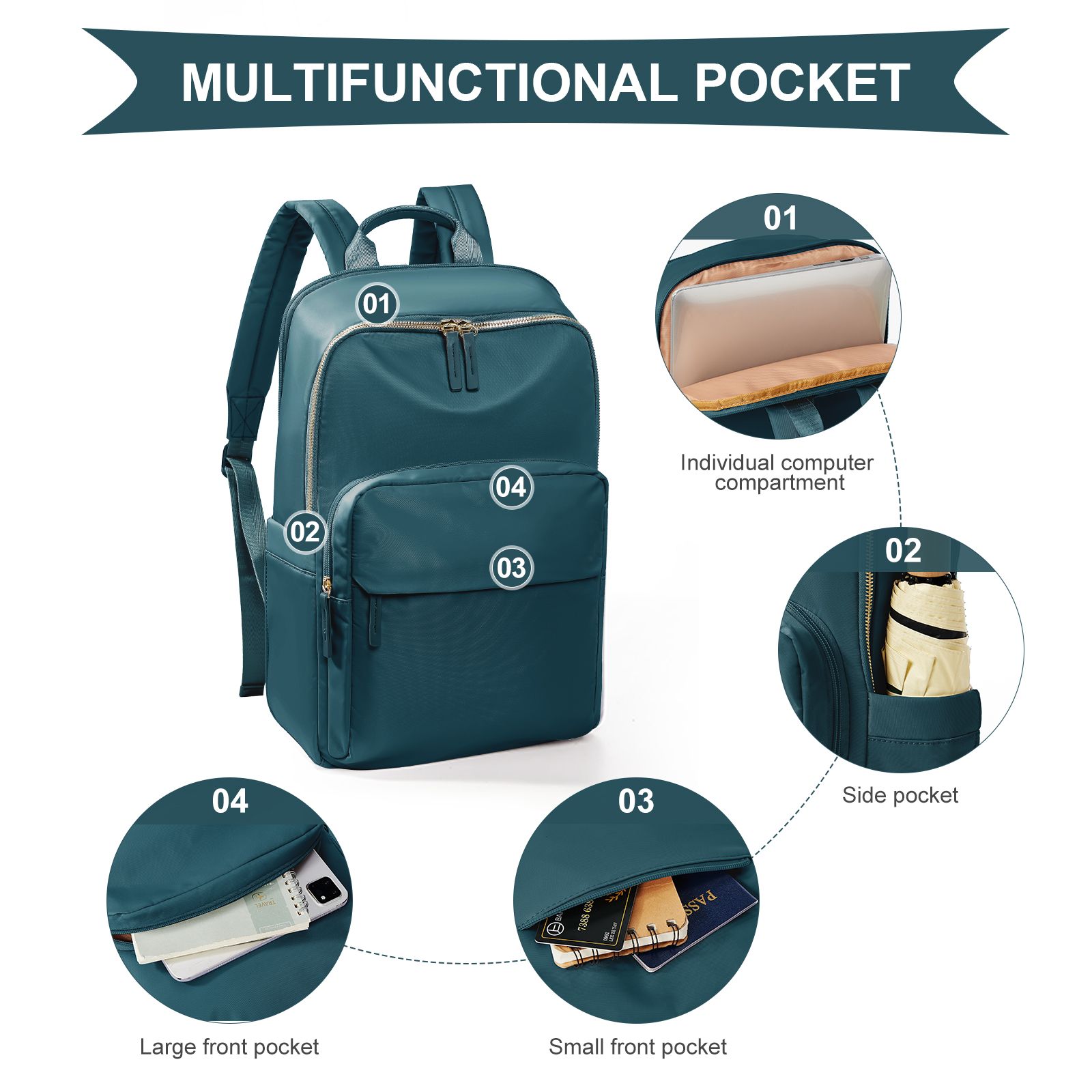 Mochila para ordenador portátil para mujer, se adapta a ordenador portátil de 14/15 pulgadas, mochila ligera impermeable a la para mochila de enfermera y profesora, mochila escolar para niña