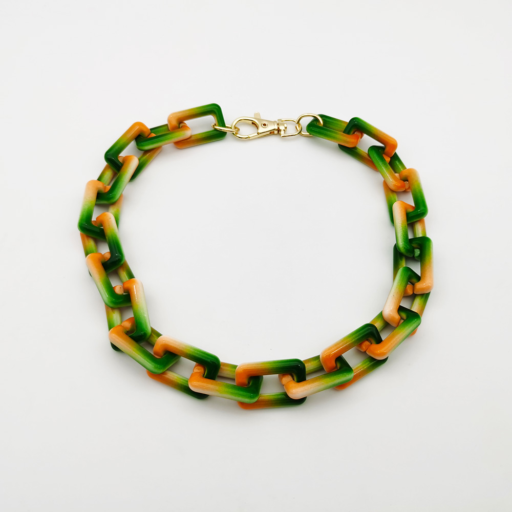 Necklaces Colorful Plastic Thick Chain Statement Choker Collar Necklace Hip Hop Night Club Jewelry For Women: green necklac-2