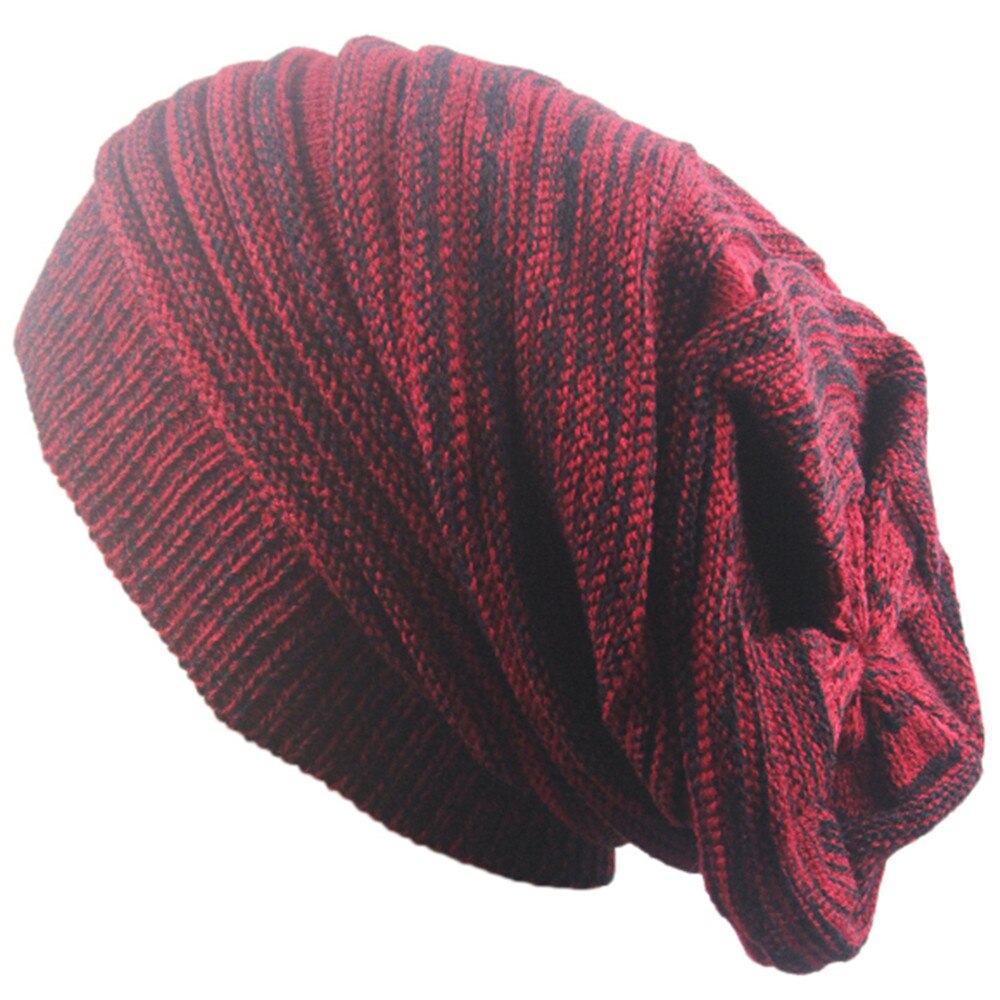 Unisex kvinders herre strik baggy beanie hat vinter varm overdimensioneret ski cap  mz005: Rød
