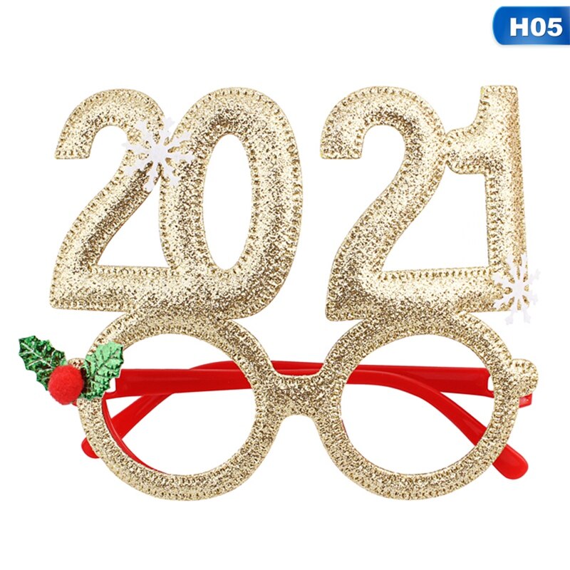 Noël lunettes père noël bonhomme de neige flocon de neige arbre wapiti papier lunettes fête Photo accessoires décoration de noël pour la maison: H05