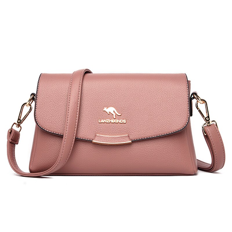 Luxury Women Pu Leather Shoulder Bags for Women Brand Crossbody Bag Ladies Classic Small Square Bag: Pink