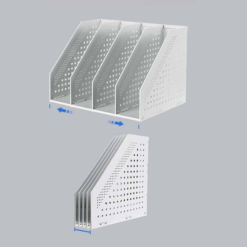 4 Grid Plastic Gray Folder storage box vertical Book Organiser bookshelf office supplies Books File Basket Desktop Stand Rack