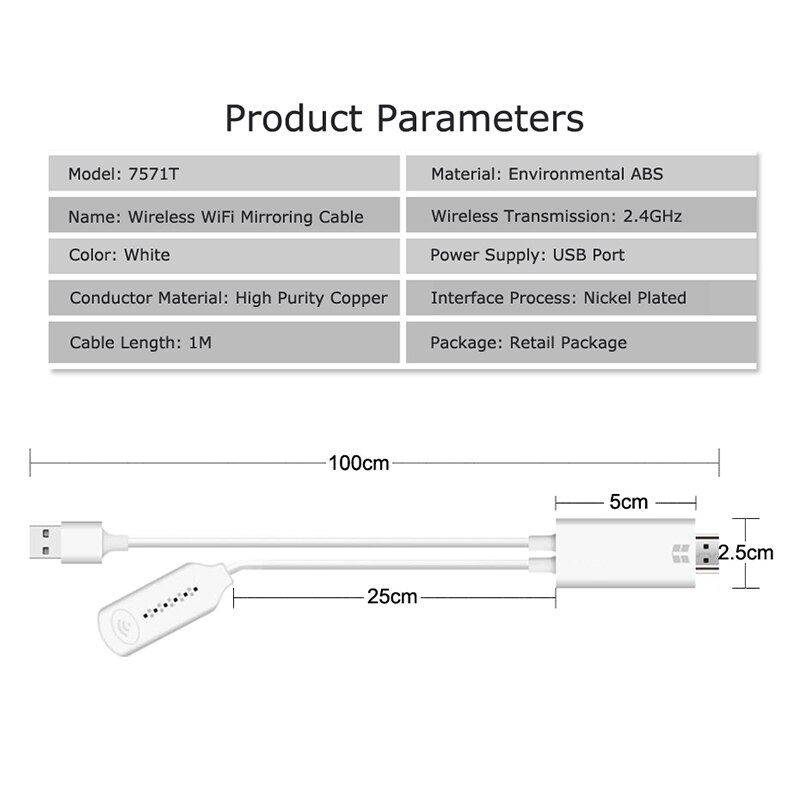 Wlan-kabel-hdmi-konverter 1080p hdtv-adapter hdmi-kabel für android, windows, macos und ios