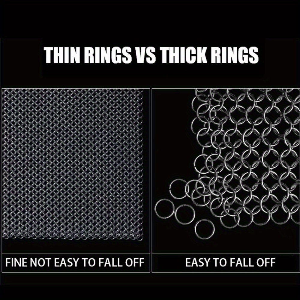 Szczotka do czyszczenia z siatki łańcuchowej ze stali nierdzewnej 316 - czyszczenie żeliwa, skrobak do wstępnie przyprawionych patelni, płytek grillowych, grilów BBQ i czyszczenia naczyń kuchennych