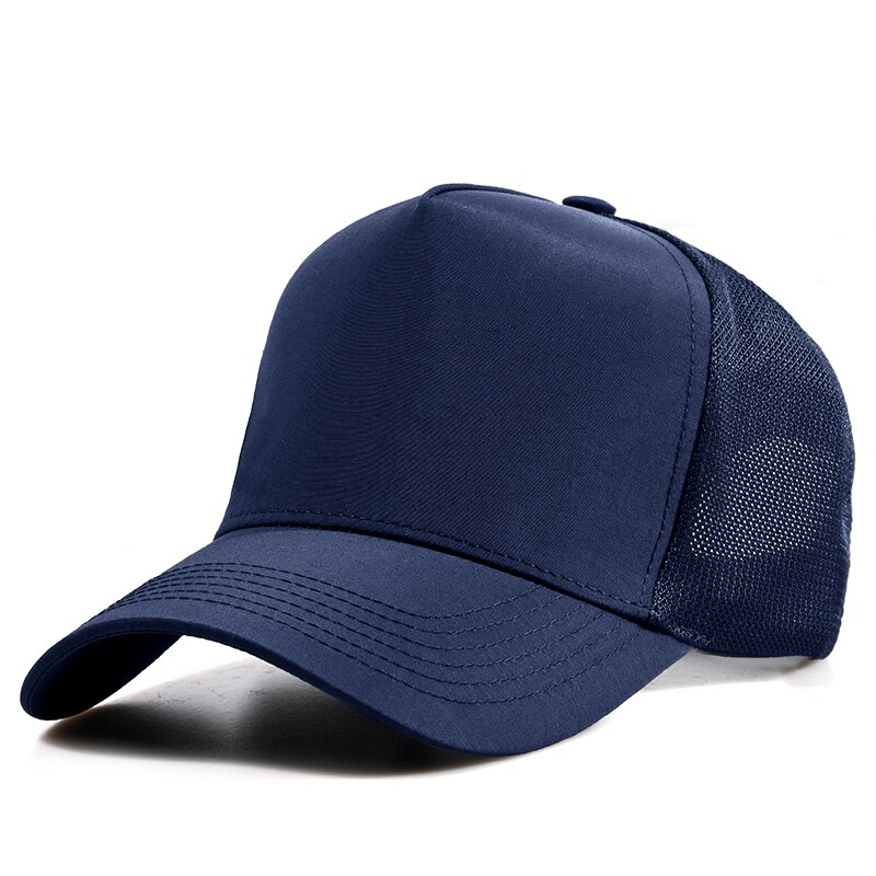 Man Large Size Mesh Baseball Hat Summer Outdoor Sun Hat Cotton Truck Caps Plus Size Sport Cap 56-60cm 60-65cm: Polyester Navy / 56-60cm