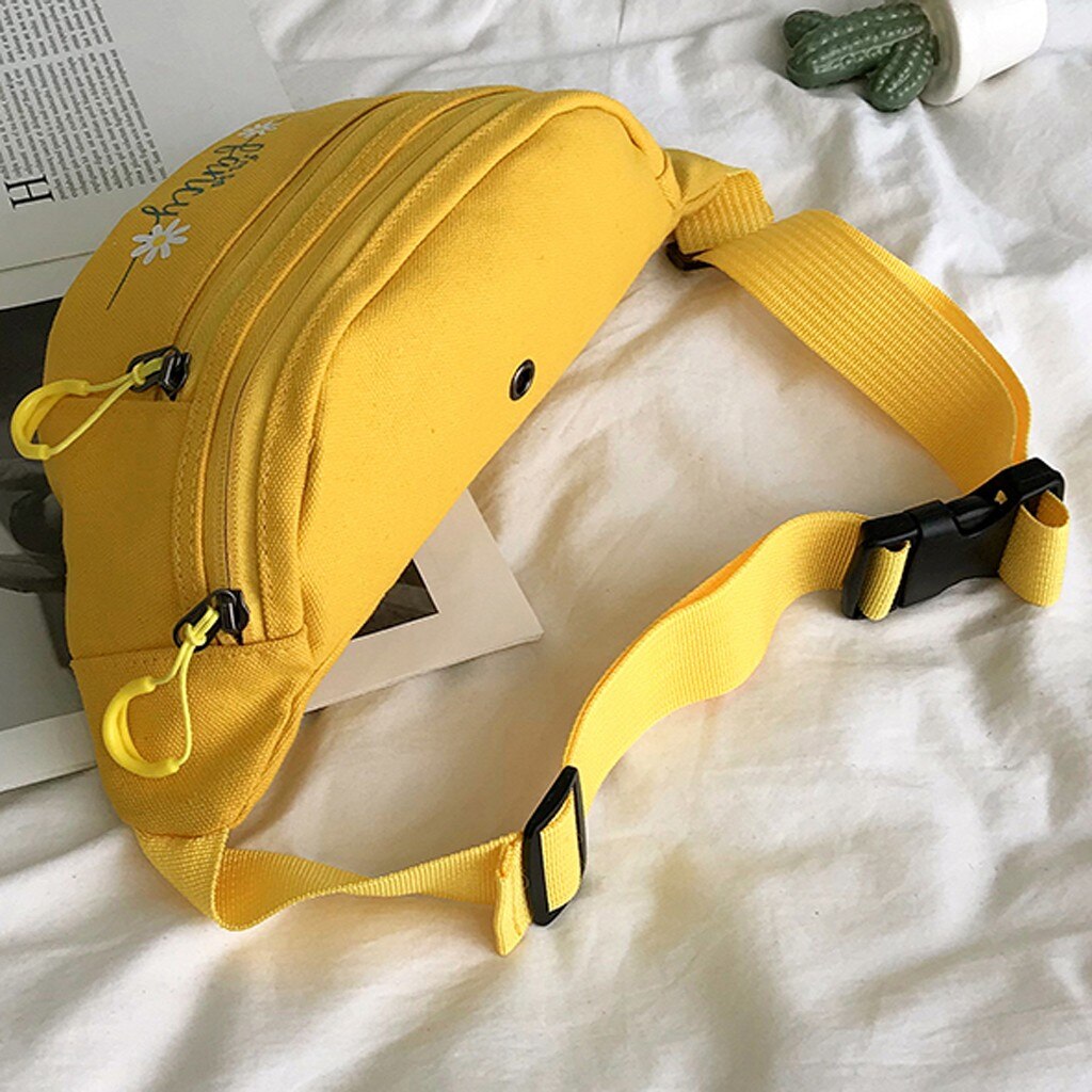 Women Canvas Fanny Pack Waist Bag student streetwear Trendy chest bag Solid Cute Pattern Belt bag nerka Purse Pouch pochete