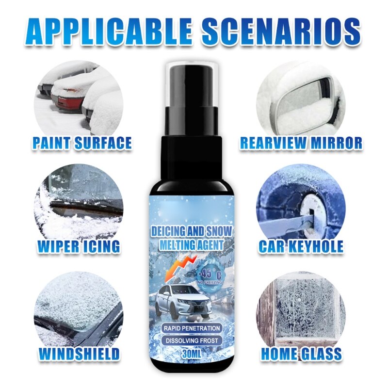 30/50/100Ml Ice Remover Spray Sneeuw Smelten Agent Voor Autoruit Glas Smelten Sneeuw Agent Voorruit de-Icer