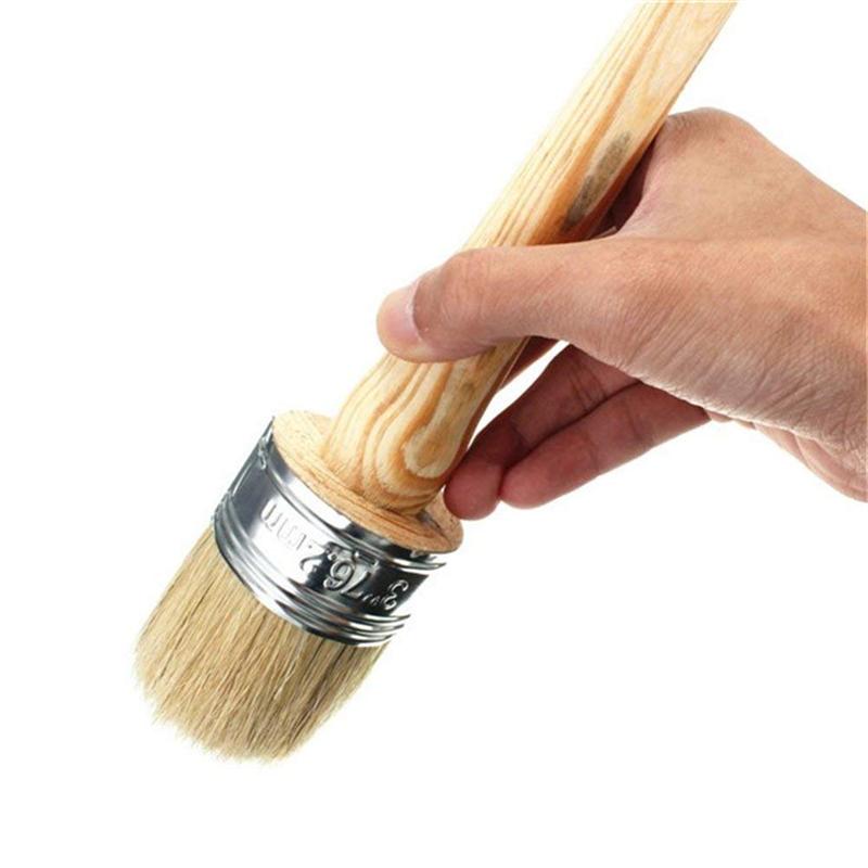 Cepillo de cera para pintura, para pintar o encerar muebles, plantillas Folkart, decoración del hogar, pinceles grandes de madera con cerdas naturales