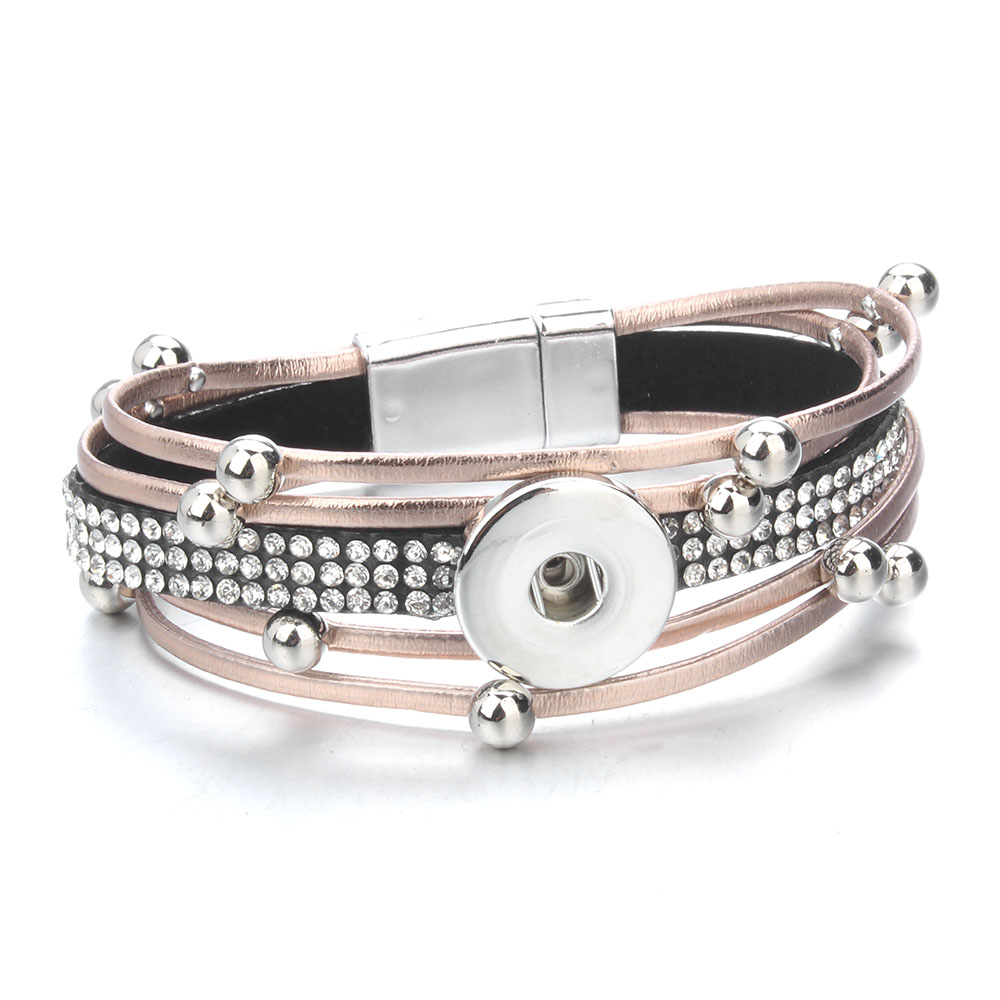 Bracelet en cuir fait à la main, boutons pression de 18mm, Punk, DIY, fabrication de bijoux: 37