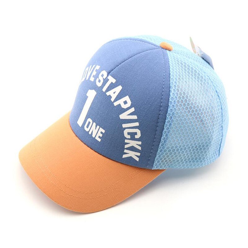 Doitbest 2020 menino menina chapéus pequeno dinossauro bonés de beisebol respirável malha boné de verão das crianças chapéu de sol coreano bonito do miúdo snapback: Azul