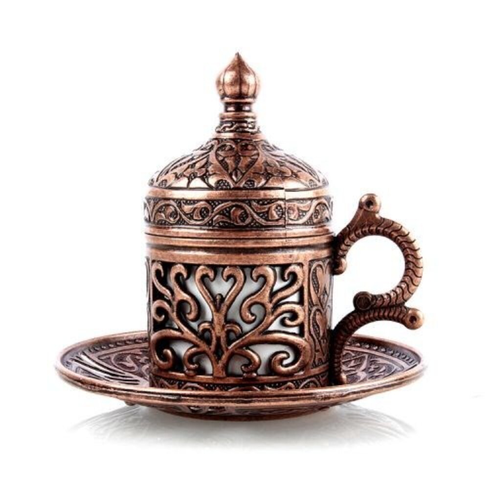 Authentic Patterned Copper Coffee Cup Sets Porcelain Espresso Traditional Turkish Handmade Luxury Antique Model Souvenirs: Model 1 One Pieces