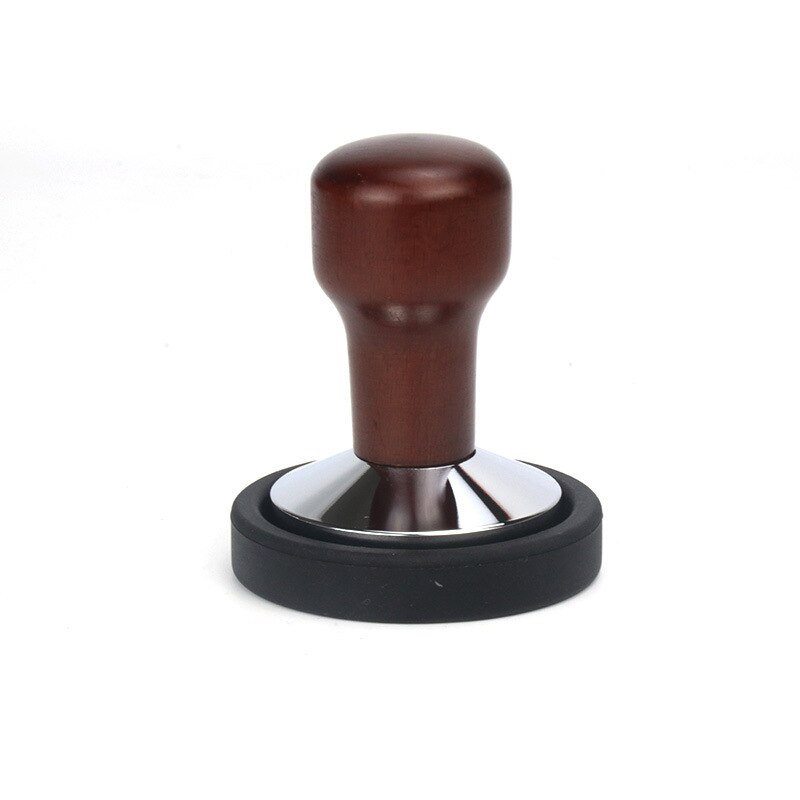 Tamper à café en acier inoxydable avec poignée pour café italien: Marron -53mm- tampons