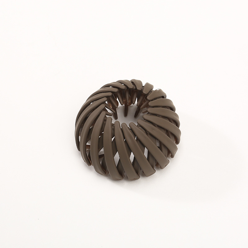 1 st Vrouwen Paardenstaart Haar Ringen Clips Vogelnest Vormige Haar Haarspeld Eenvoudige Magic Lui Braider Tool Haar Styling Accessoires: Bruin