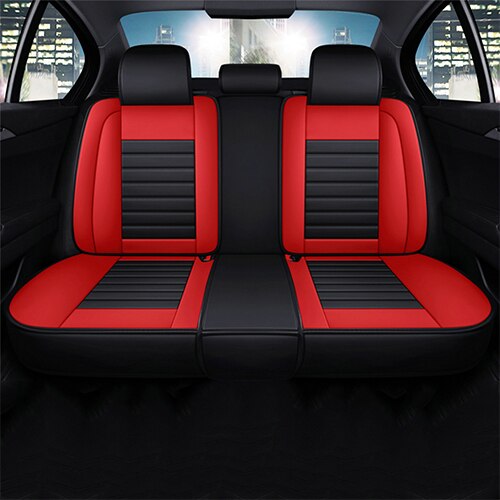 Couverture de Siège de Voiture, en Cuir, Housse d&#39;Accessoires Auto, pour Peugeot 301/307 SW/508/308/206/4007/5008/3008/107, Seat: Black Red Rear