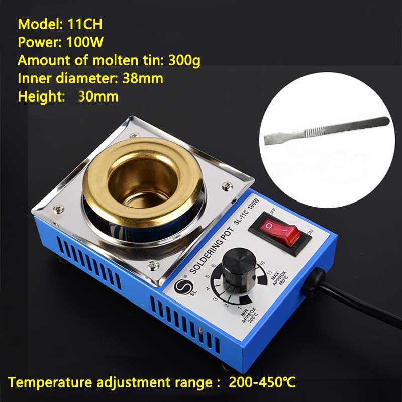 Lead-free adjustable temperature melting tin furnace 100-300W titanium alloy bench soldering pot dip soldering machine: 11CH