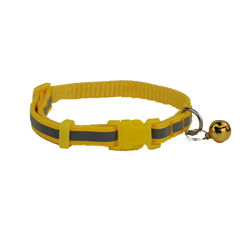 2 maten Nylon Reflecterende Halsband Kleine Kant Hond Kat Poppy Huisdier Kraag met Bel: Yellow / Neck    27  to 42cm