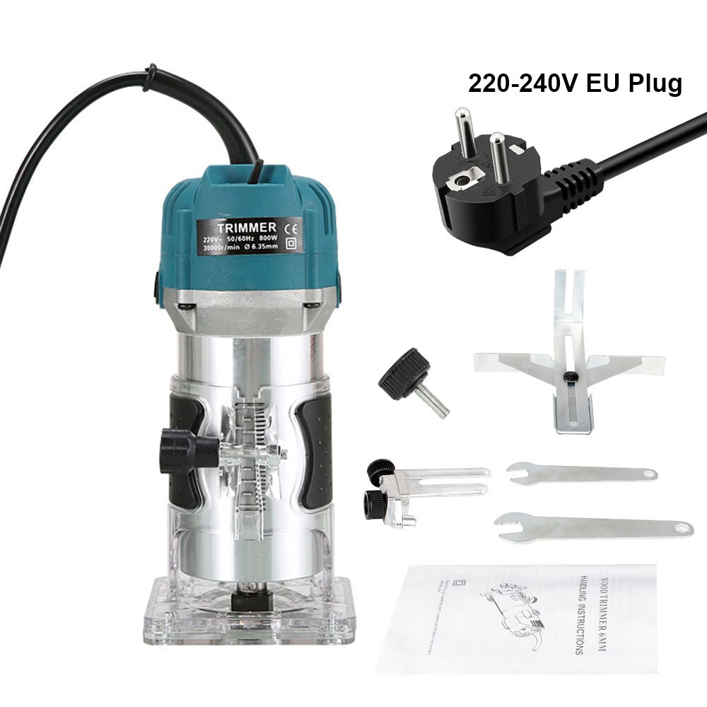 800W Houtbewerking Elektrische Trimmer Hout Frezen Graveren Steken Trimmen Machine Hand Carving Machine Hout Router Gratis: 800w 240v EU Plug