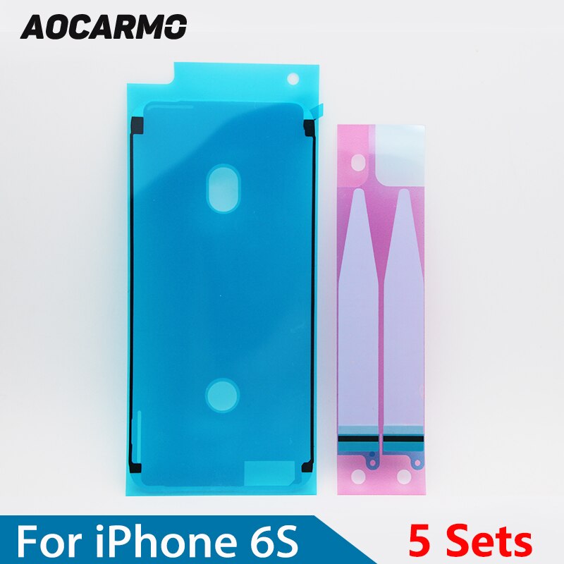 5 Sets/partij Aocarmo Zwart/Wit Lcd-scherm Sticker Lijm + Batterij Adhesive Volledige Set Voor iPhone 6 S Vervanging