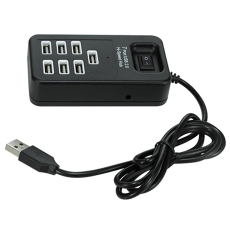 7 Port Usb 2.0 Hub Uitbreiding High Speed Splitter Extender Adapter Kabel Zwart Voor Voor Pc Computer