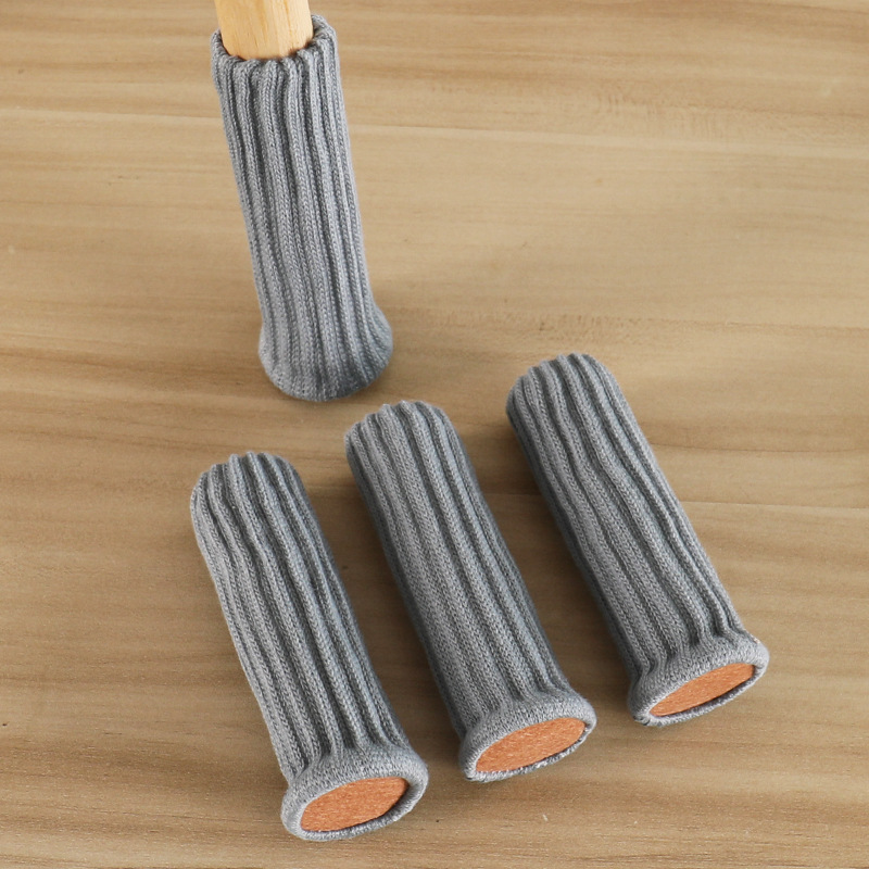 24 stuks meubelvoeten gebreide beschermers stoelpoten vloer antislipkussens tafelpoten sokken voor vloerbeschermers stoelkussens hoezen: GRIJS