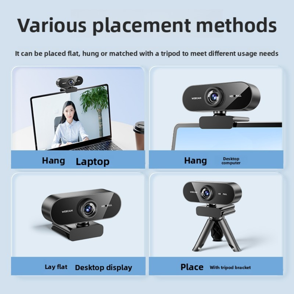 Webcam usb 1080p hd con microfono integrato per computer, webcam per videoconferenze, plug & play, con cancellazione del rumore, per laptop