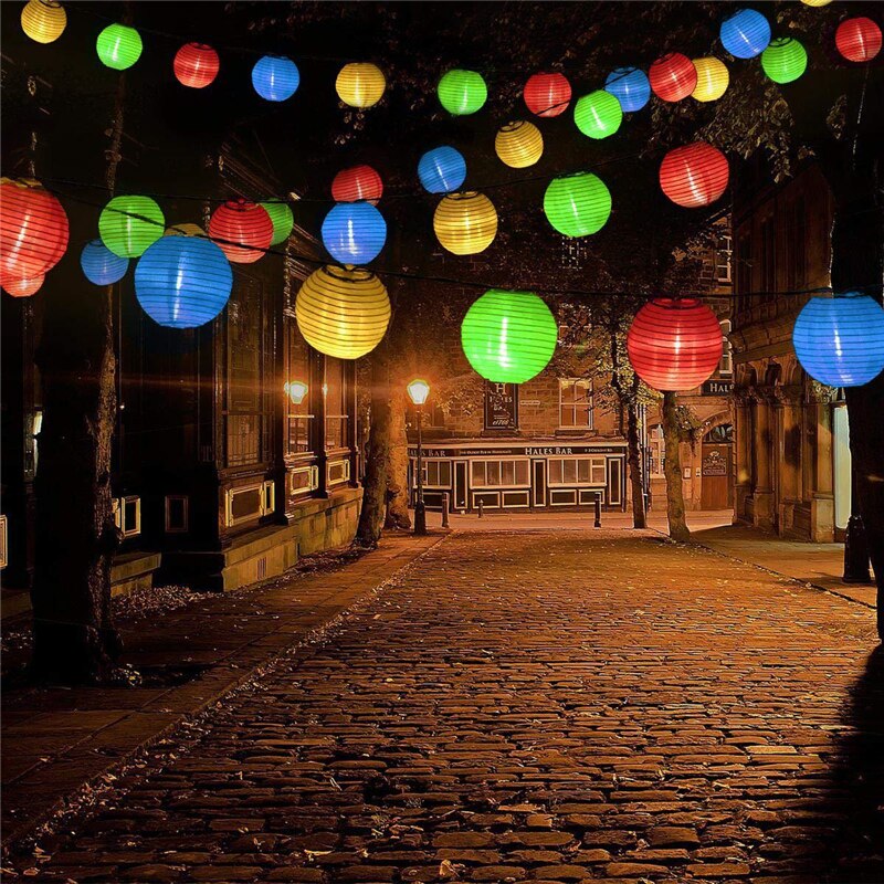 LED Solar Lantern String Lights Outdoor Garden Lantern Birthday Wedding Decor Craft DIY Lampion Hanging Ball Party Supplies