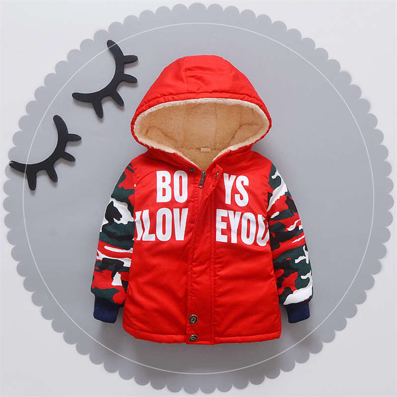 BibiCola Baby Kleidung Streifen Buchstaben Gedruckt Kapuze Unten Jacke Tops Plus Samt Warme Kleidung Baby Winter Jungen Unten Jacke