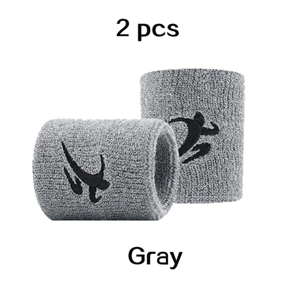 GOBYGO Cotton Elastic Wristbands Gym Fitness Gear Support Power Weightlifting Wrist Wraps for Basketball Tennis Badminton Brace: 1 Pair  Grey