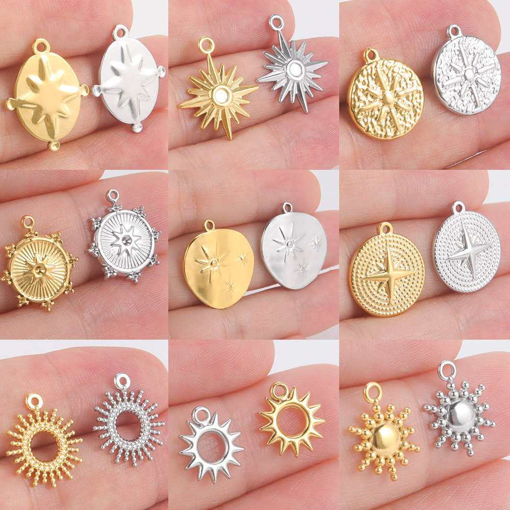 Teamer-abalorios de acero inoxidable con forma de estrella del Norte para joyería, Mini colgante de , suministros de fabricación de joyería DIY, 5 piezas,