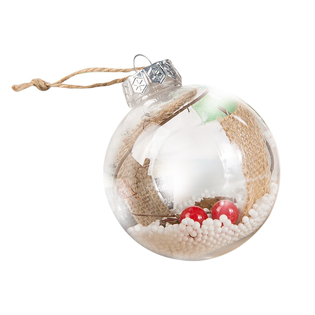 Christmas Tress Decorations DIY Hollow Ball Transparent Open Plastic Clear Bauble Ornament Xmas Box Decoration: A