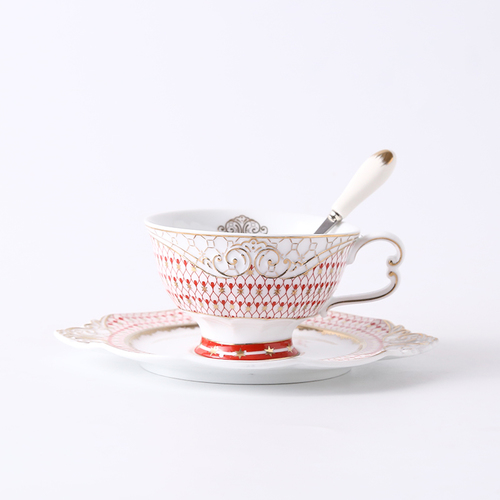 Ensemble de tasses à café en céramique, porcelaine or rouge, tasse à thé de Camping japonais, verres thermiques, tasse à boisson chaude, Kubek Do kawaiy, tasse de petit déjeuner: Red