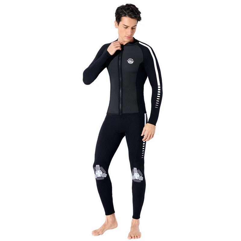 SBOLAY 2MM SCR Neoprene Wetsuit Jacket Men Womens Scuba Diving Wet Suit Top Front Zipper Swimming Snorkeling Warm Long Pants