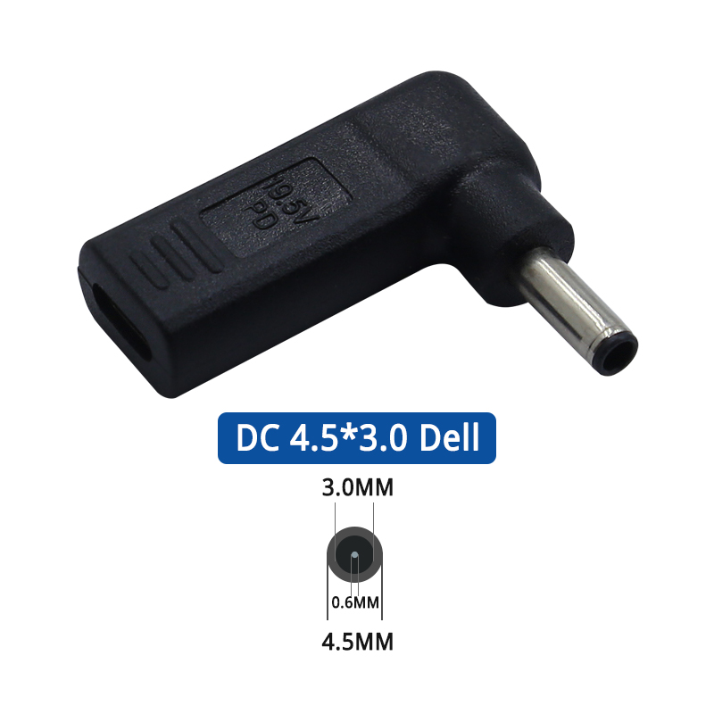 Adaptador de carregador de energia para laptop pd 65w tipo-c fêmea para dc macho plug quadrado 7.4*5.0mm para lenovo hp dell asus notebook conector: Vermelho