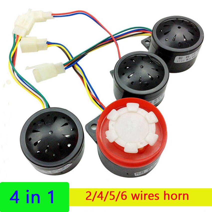 Elektrisk trehjulssykkel og firehjulet elektrisk scooterhorn ,12v 48-60v universell 4 i 1 bakover stemmeshorn med 6 ledninger