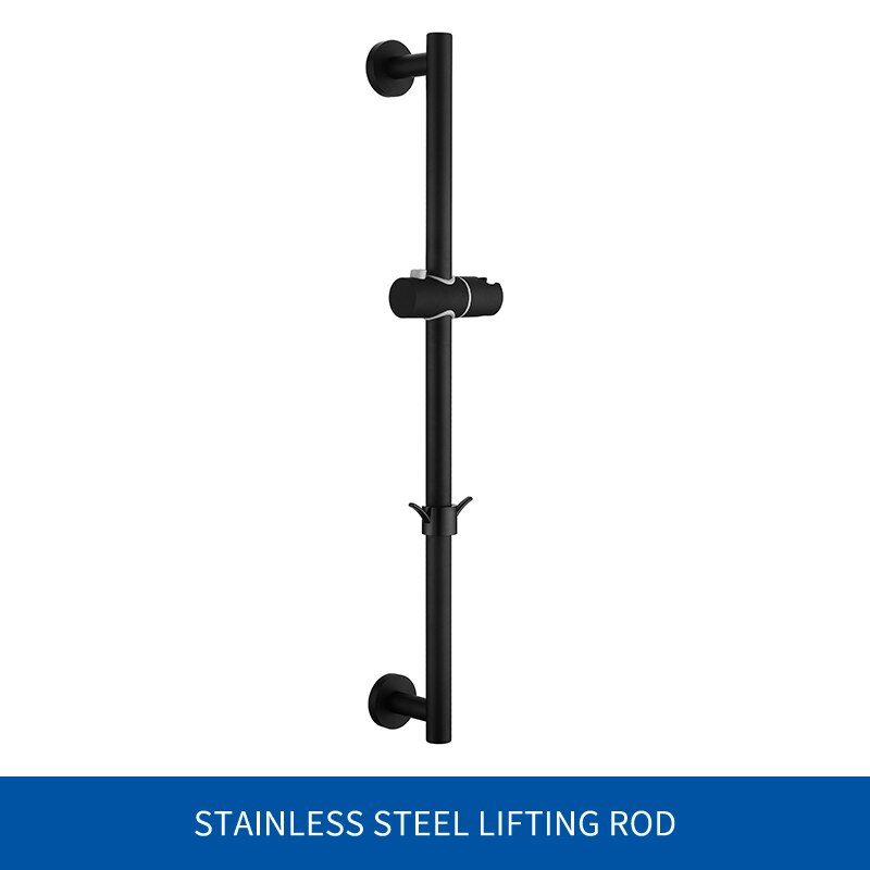 Adjustable Slide Bar with Handshower Set Matte Black Stainless Steel Round Shower Riser Rail Bar With Hose and Shower: Slide Bar Only