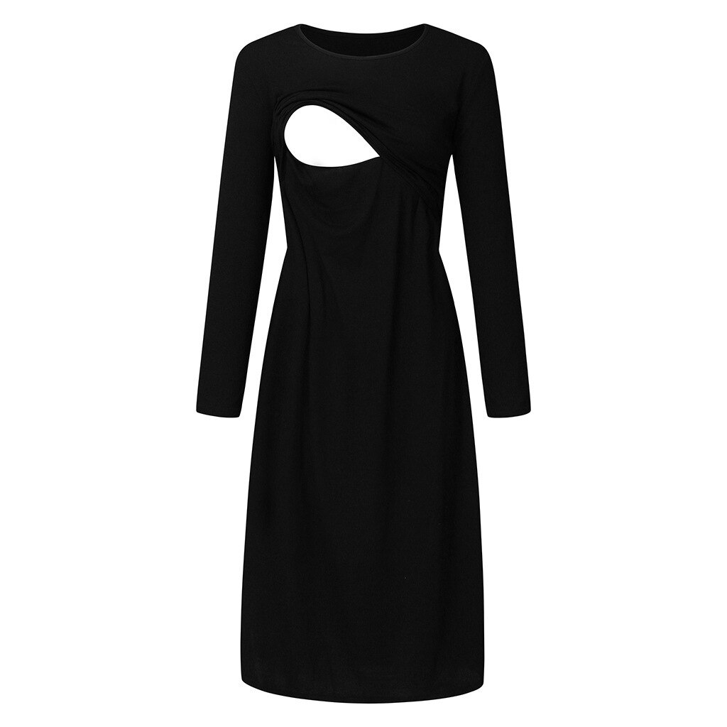 PatPat-Vestido de manga larga para lactancia, prenda , unicolor, recién llegado,