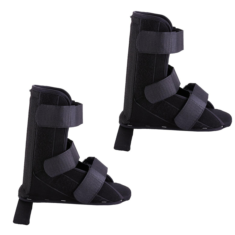 1pc svarte justerbare myke fotbrudd utvinning natt skinne plantar avstivning ankel støtte rehabilitering stropp beskyttende sko: 2 stk / M