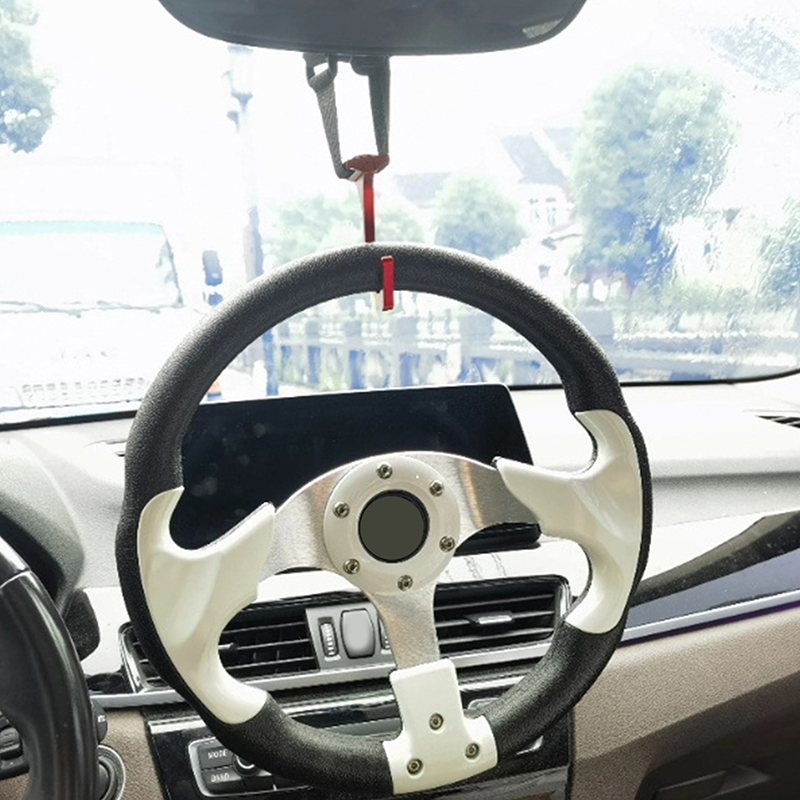 Aluminum Steering Wheel Hook – Adjustable Nylon Strap Car Mount Accessory (For Phone, Keys, Sunglasses)