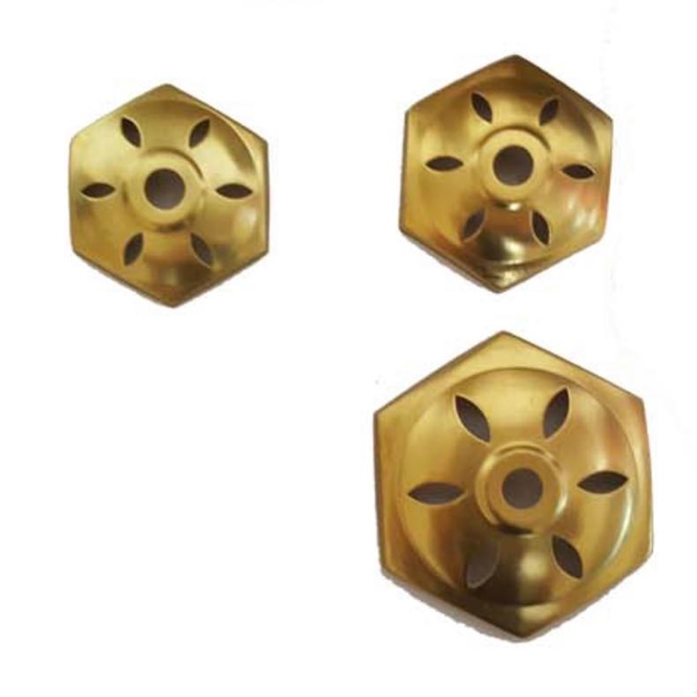 6-sided Hexagonal shape stamped brass vase cap for lamp-unfiished brass