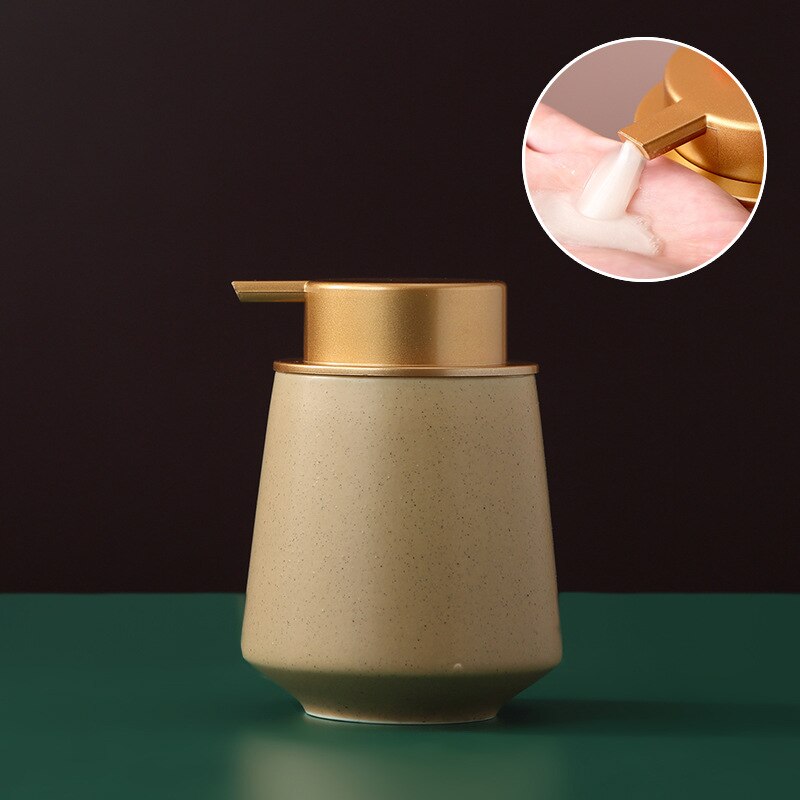 Ceramic Liquid Soap Dispenser Bottles Shower Gel Shampoo Bottle Hand Sanitzer Dispenser Bathroom Accessories Set: Brown-B