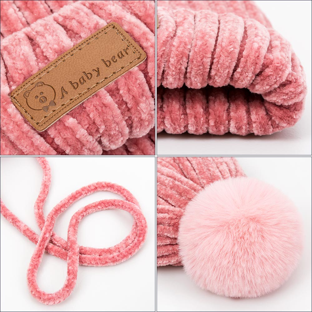Reakids baby meisjes muts sjaal handschoenen set winter warme dikke muts met haarbal zachte comfortabele outdoor muts jongens katoenen muts pak