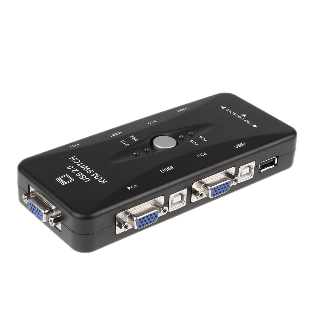 USB 2.0 KVM Switch Box Connects Printer Keyboard Mouse 4 Computers Use